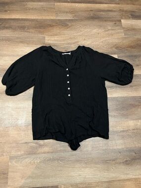 Talulah Gauze Romper/Bodysuit | Puff Sleeve | Small | Boho Lightweight